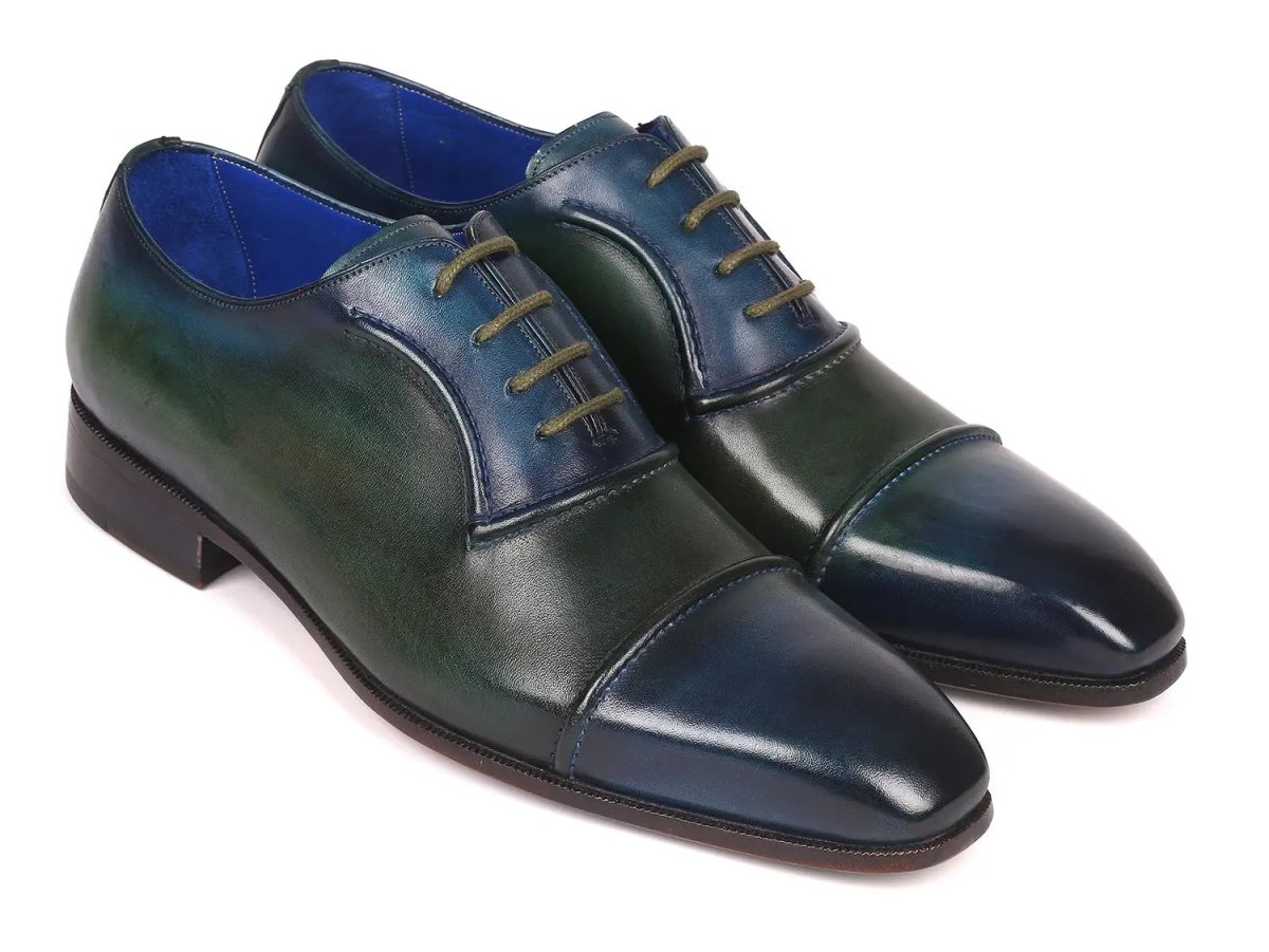 Paul Parkman Men's Cap - Toe Oxfords In Blue And Green Shoes by Paul Parkman – Don't Panic Shoes