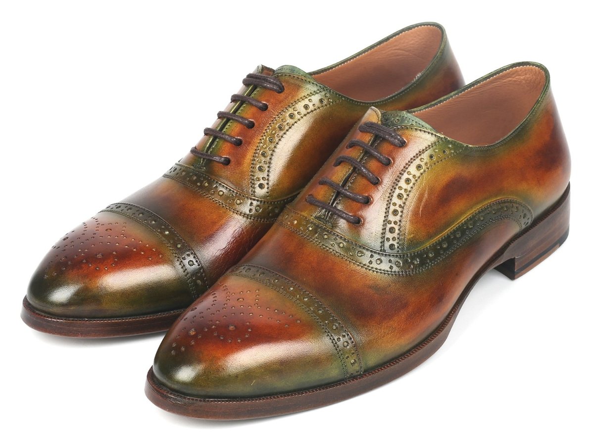 Paul Parkman Men's Cap Toe Oxfords In Green And Brown Shoes by Paul Parkman – Don't Panic Shoes