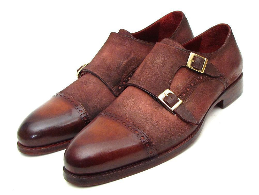 Paul Parkman Men's Captoe Double Monkstrap Antique Brown Suede (Id045bt11) by Paul Parkman – Don't Panic Shoes