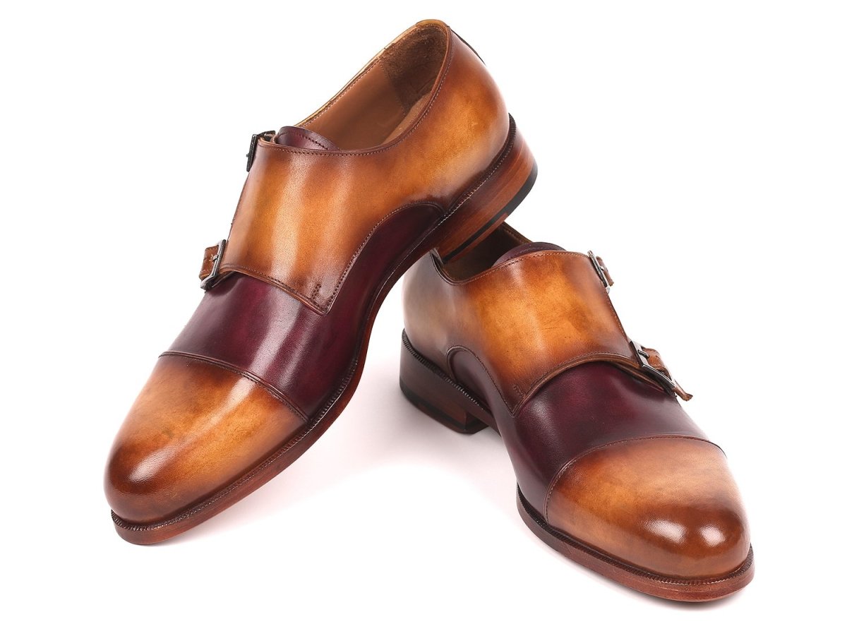 Paul Parkman Men's Captoe Double Monkstraps Brown And Purple (Id045bp17) by Paul Parkman – Don't Panic Shoes