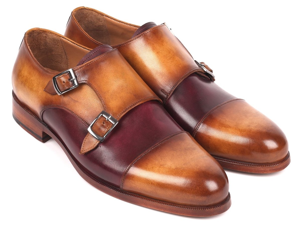 Paul Parkman Men's Captoe Double Monkstraps In Brown And Purple Shoes by Paul Parkman – Don't Panic Shoes