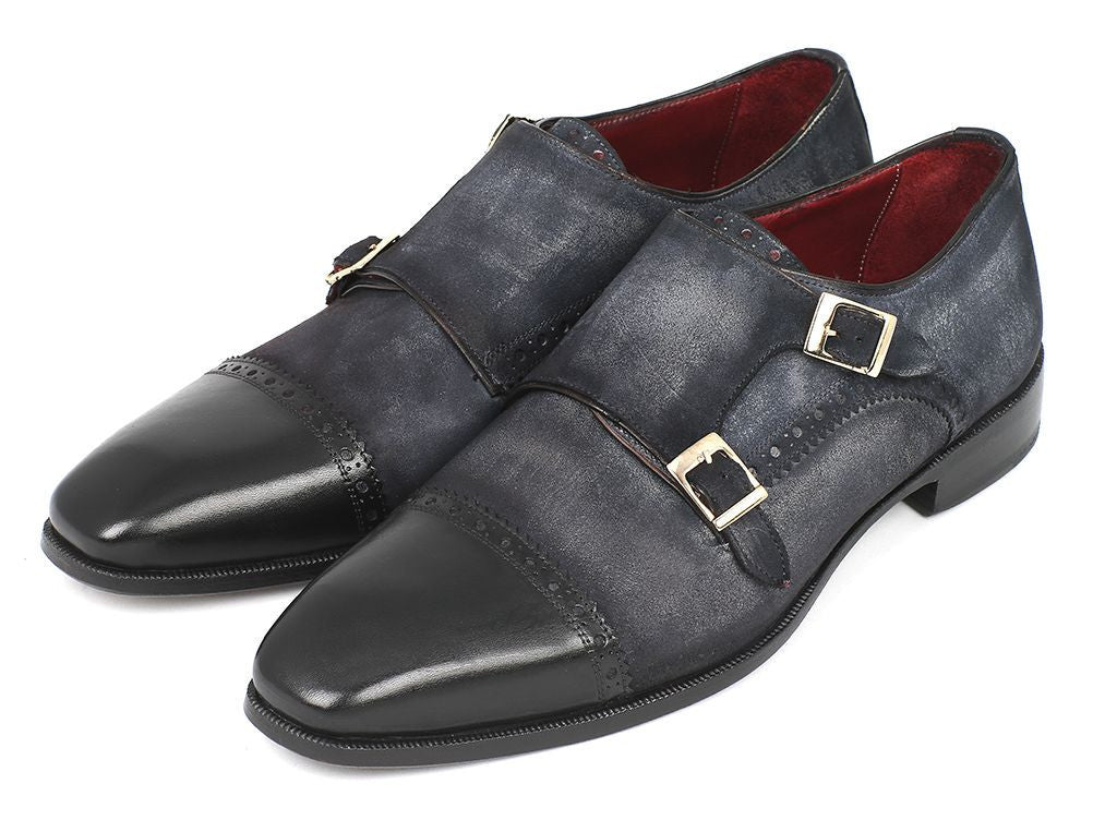 Paul Parkman Men's Captoe Double Monkstraps Navy Suede (IdFk77w) by Paul Parkman – Don't Panic Shoes