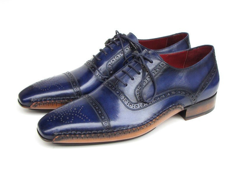 Paul Parkman Men's Captoe Navy Blue Hand Painted Oxfords (Id5032 - Navy) by Paul Parkman – Don't Panic Shoes