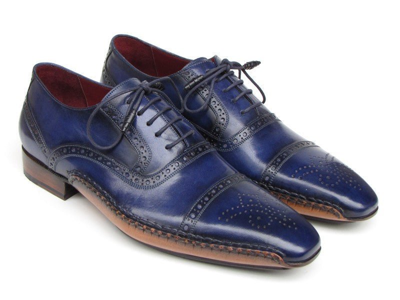 Paul Parkman Men's Captoe Navy Blue Hand Painted Oxfords (Id5032 - Navy) by Paul Parkman – Don't Panic Shoes