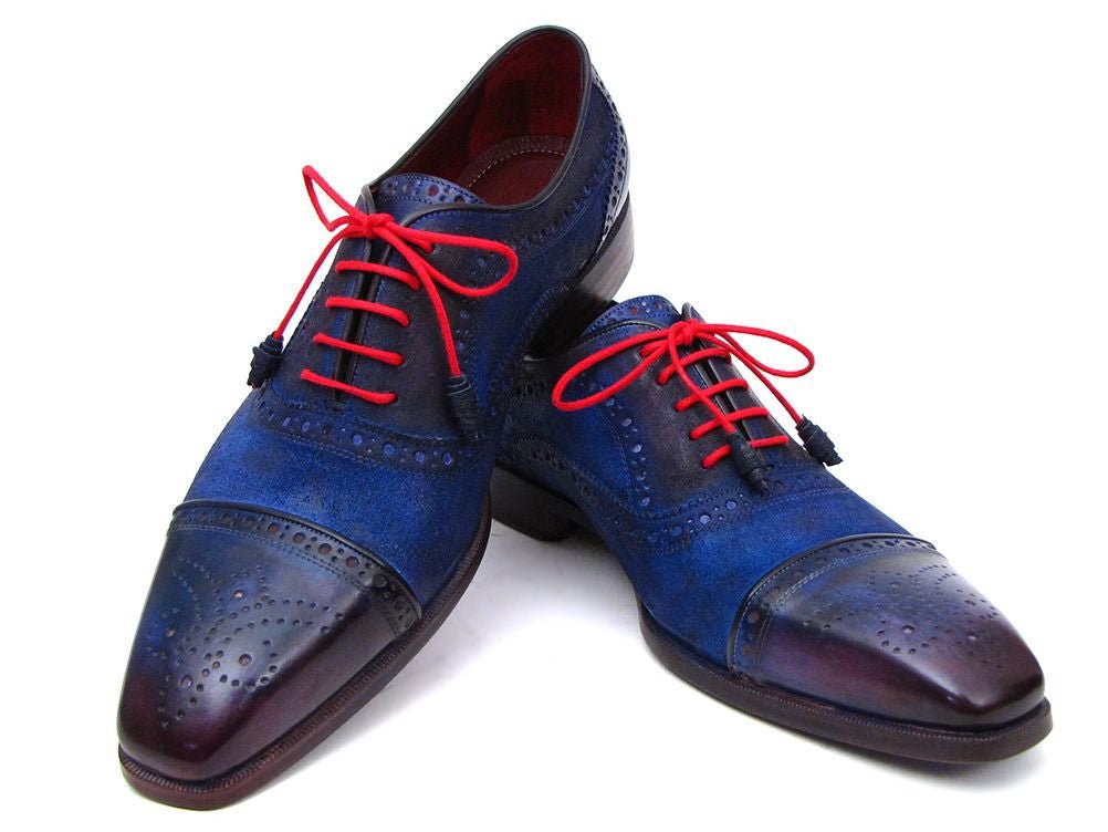 Paul Parkman Men's Captoe Oxfords Blue Suede (Id024 - Blusd) by Paul Parkman – Don't Panic Shoes