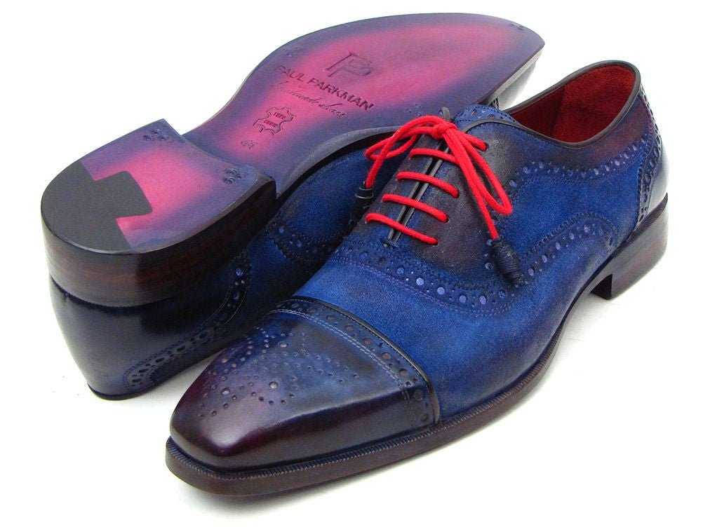 Paul Parkman Men's Captoe Oxfords Blue Suede (Id024 - Blusd) by Paul Parkman – Don't Panic Shoes