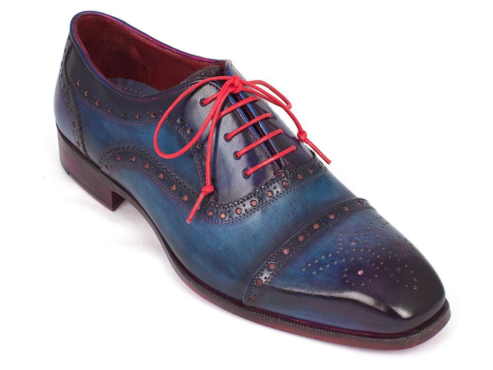Paul Parkman Men's Captoe Oxfords In Blue And Parliament Shoes by Paul Parkman – Don't Panic Shoes