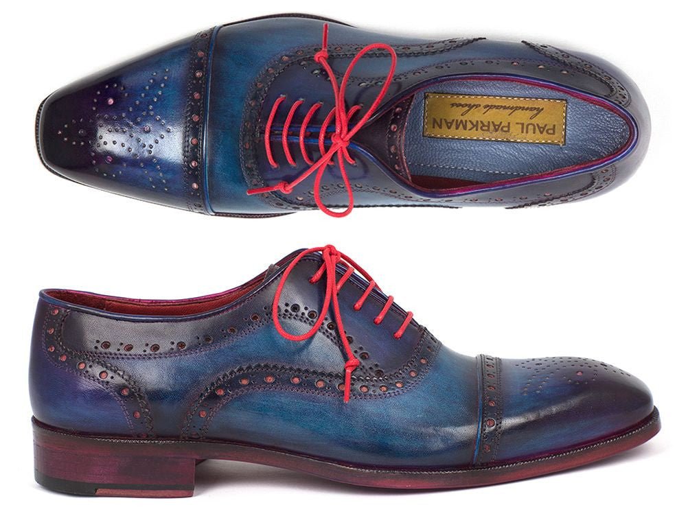 Paul Parkman Men's Captoe Oxfords In Blue And Parliament Shoes by Paul Parkman – Don't Panic Shoes