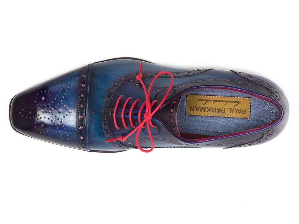 Paul Parkman Men's Captoe Oxfords In Blue And Parliament Shoes by Paul Parkman – Don't Panic Shoes