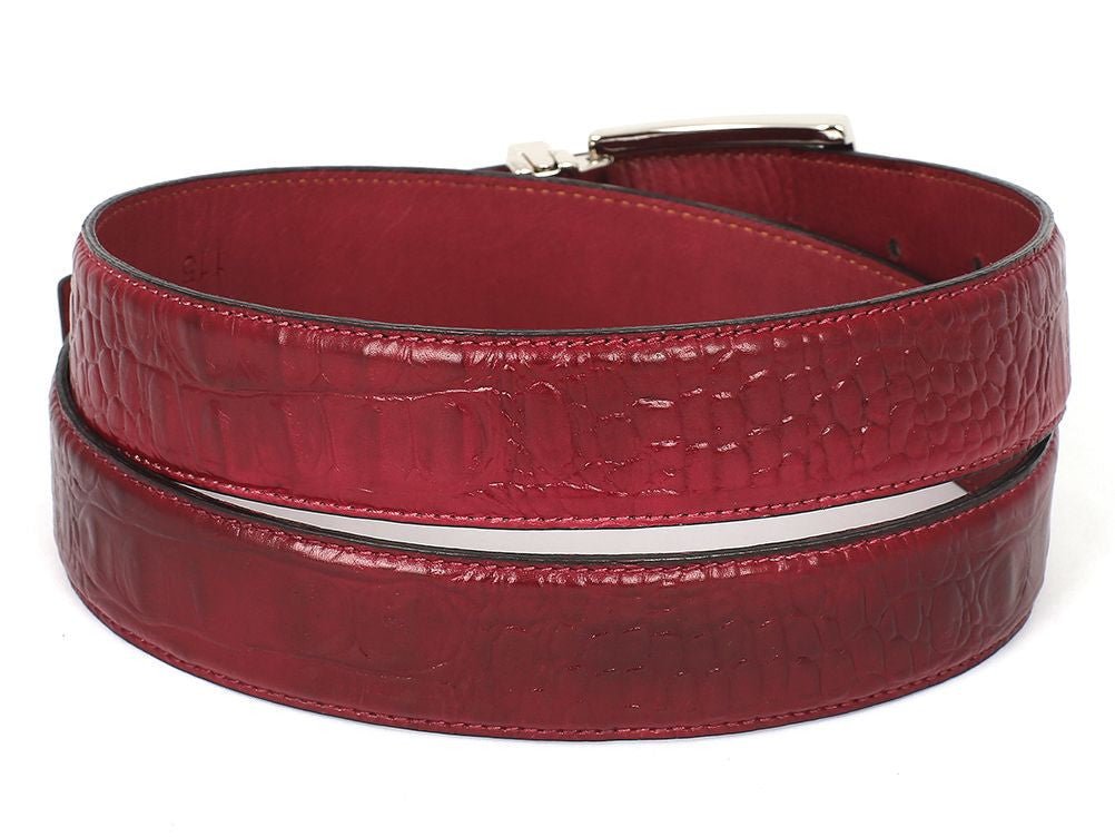 Paul Parkman Men's Croco - Embossed CalfskIn Leather Belt in Burgundy Belts by Paul Parkman – Don't Panic Shoes