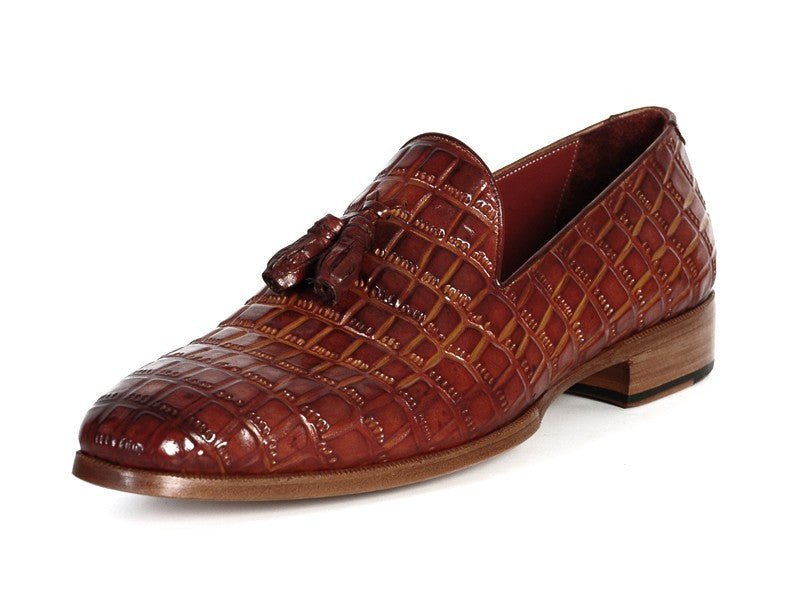 Paul Parkman Men's Croco - Embossed CalfskIn Tassel Loafers in Brown Shoes by Paul Parkman – Don't Panic Shoes