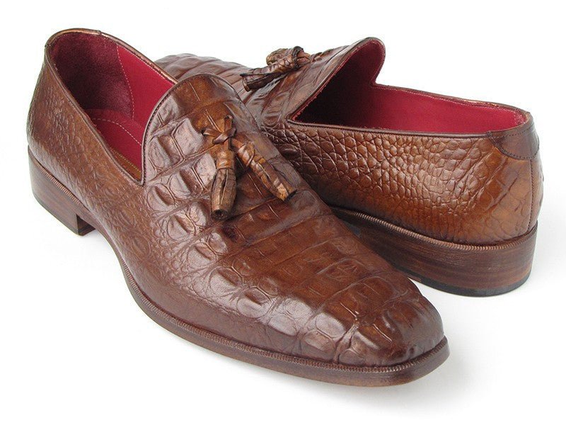 Paul Parkman Men's Croco - Embossed CalfskIn Tassel Loafers in Brown Shoes by Paul Parkman – Don't Panic Shoes