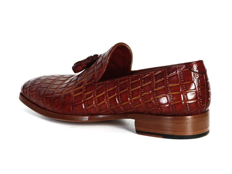 Paul Parkman Men's Croco - Embossed CalfskIn Tassel Loafers in Brown Shoes by Paul Parkman – Don't Panic Shoes