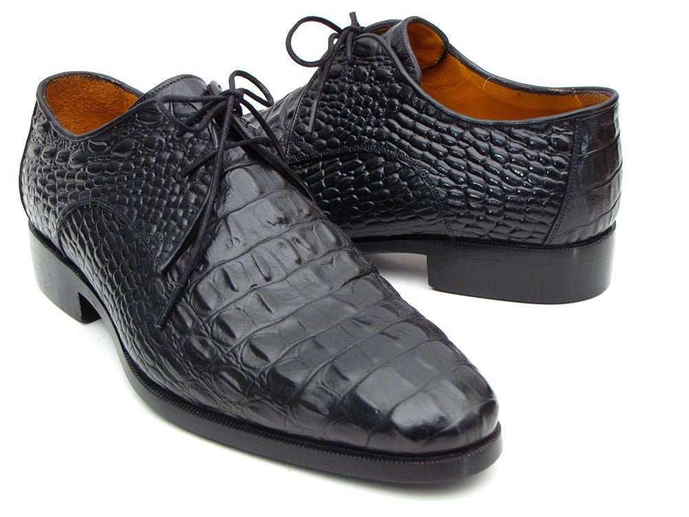 Paul Parkman Men's Croco - Embossed Leather Derby Shoes In Black Shoes by Paul Parkman – Don't Panic Shoes