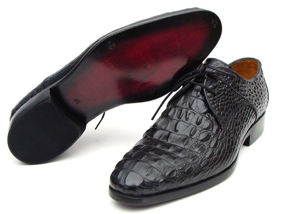 Paul Parkman Men's Croco - Embossed Leather Derby Shoes In Black Shoes by Paul Parkman – Don't Panic Shoes