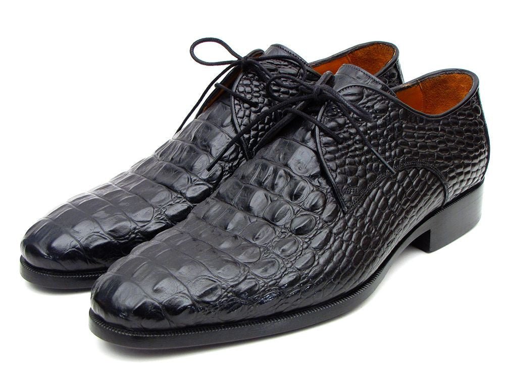 Paul Parkman Men's Croco - Embossed Leather Derby Shoes In Black Shoes by Paul Parkman – Don't Panic Shoes