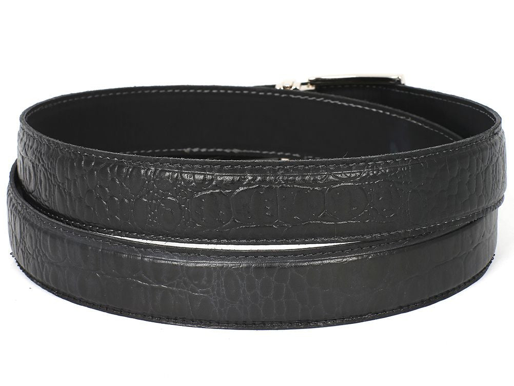 Paul Parkman Men's Crocodile Textured Leather Belt Black (IdB02 - Blk) Shoes by Paul Parkman – Don't Panic Shoes