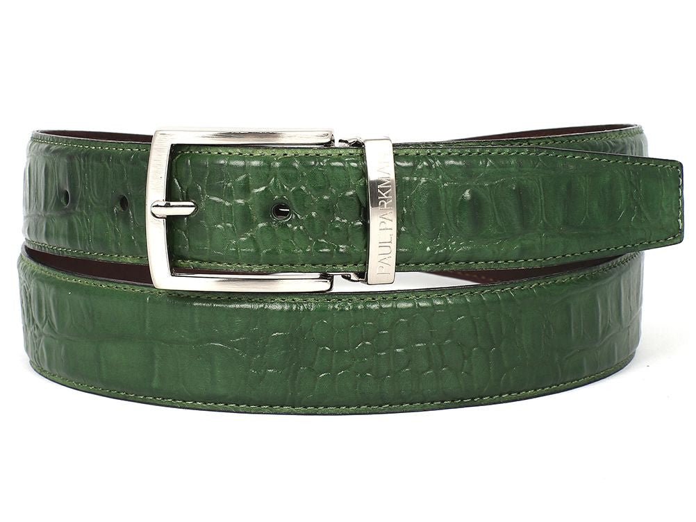 Paul Parkman Men's Crocodile Textured Leather Belt Green (IdB02 - Grn) Shoes by Paul Parkman – Don't Panic Shoes