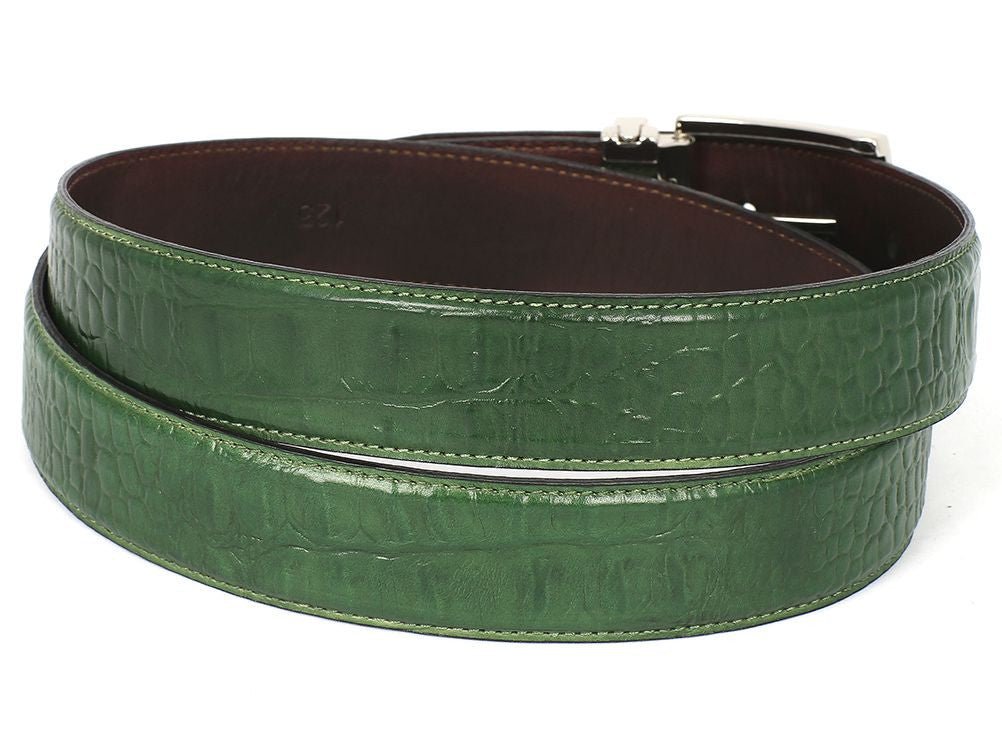 Paul Parkman Men's Crocodile Textured Leather Belt Green (IdB02 - Grn) Shoes by Paul Parkman – Don't Panic Shoes