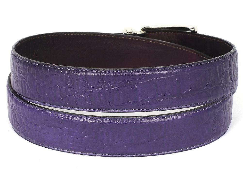 Paul Parkman Men's Crocodile Textured Leather Belt Purple (IdB02 - Rp) Shoes by Paul Parkman – Don't Panic Shoes