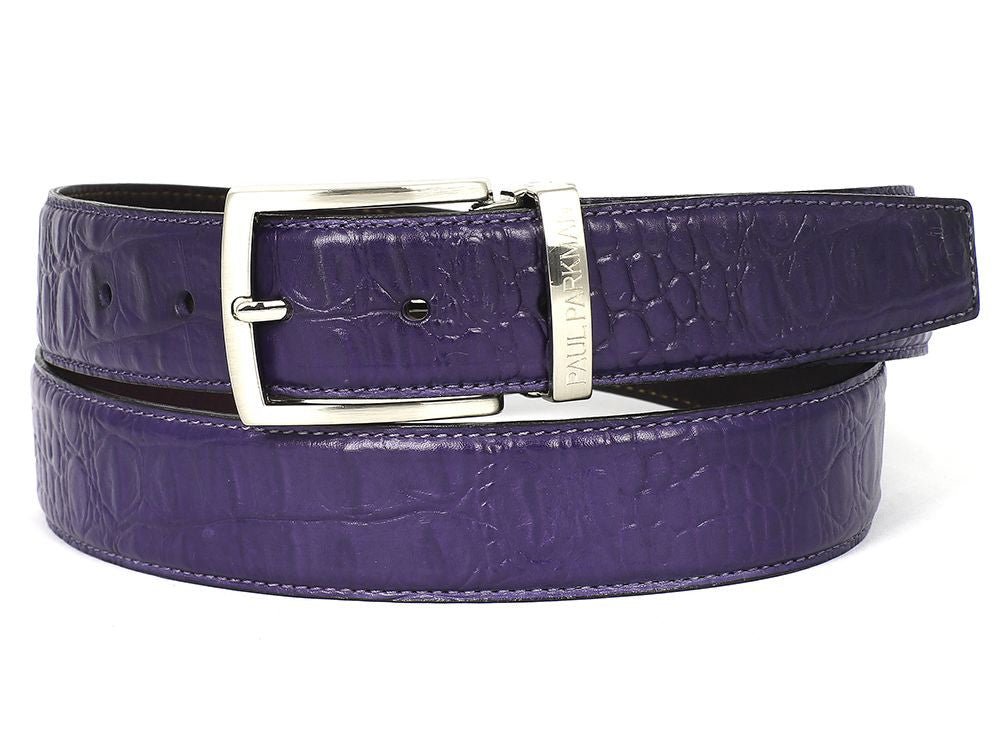 Paul Parkman Men's Crocodile Textured Leather Belt Purple (IdB02 - Rp) Shoes by Paul Parkman – Don't Panic Shoes