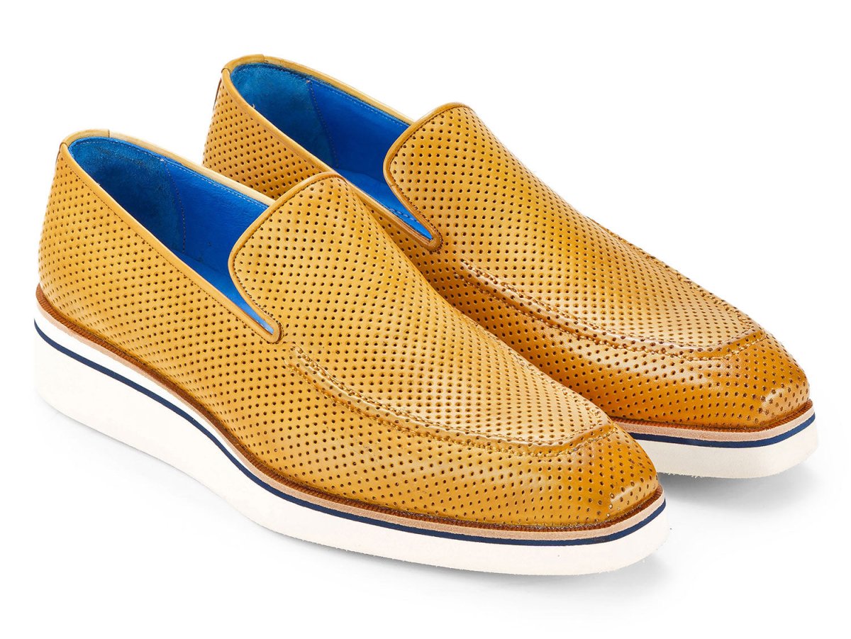 Paul Parkman Men's Custom Made Beige Smart Casual Perforated Leather Loafers 186 - Pr - Bej by Paul Parkman – Don't Panic Shoes