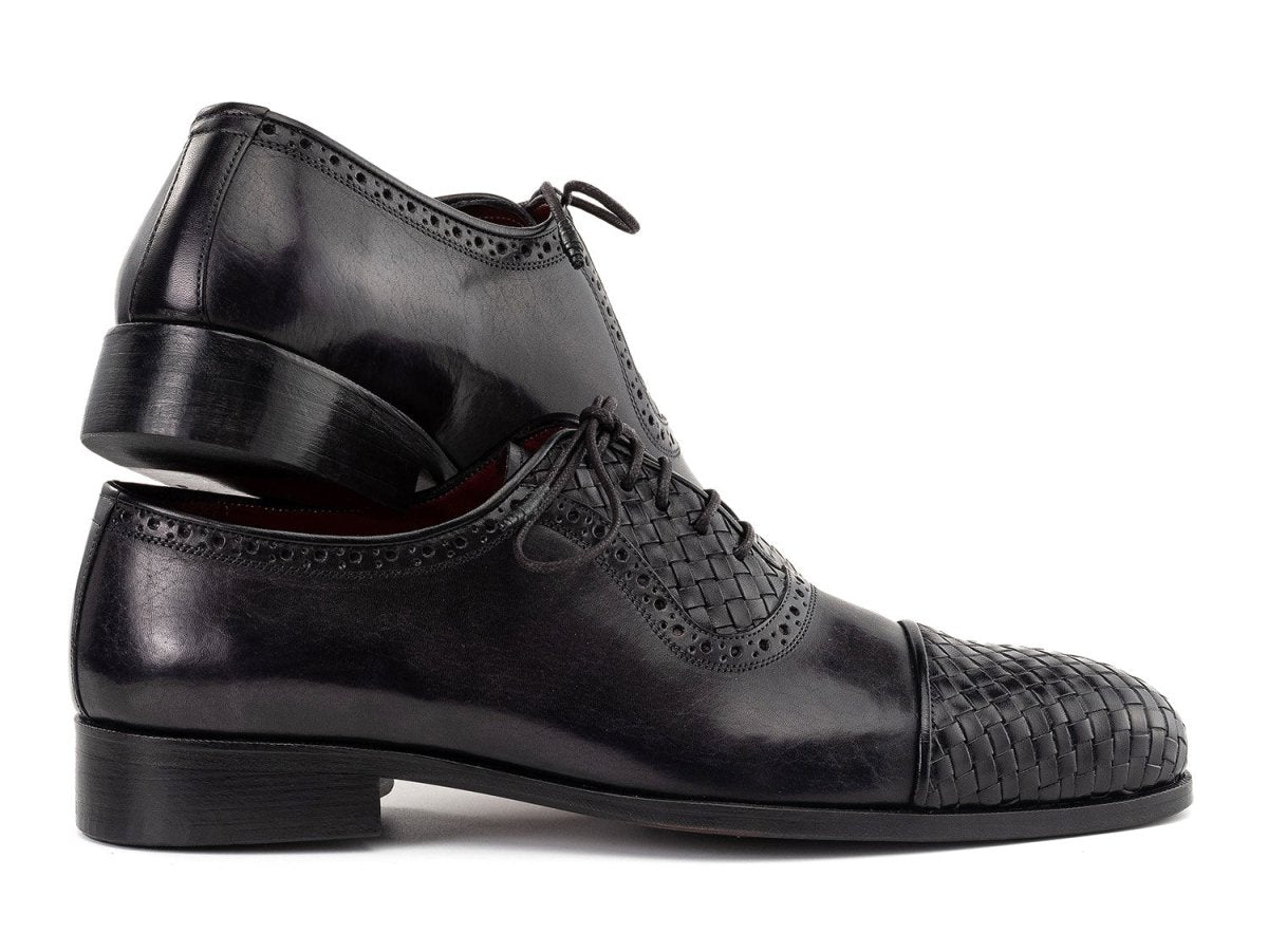 Paul Parkman Men's Custom Made Black Woven Leather Cap Toe Oxford Shoes 49851 - Blk by Paul Parkman – Don't Panic Shoes