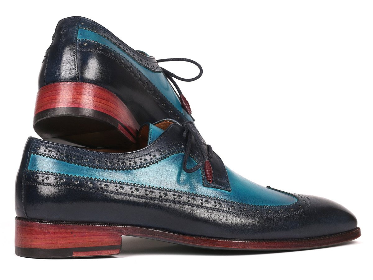 Paul Parkman Men's Custom Made Blue Dual Tone Wingtip Derby Shoes 6931blu by Paul Parkman – Don't Panic Shoes