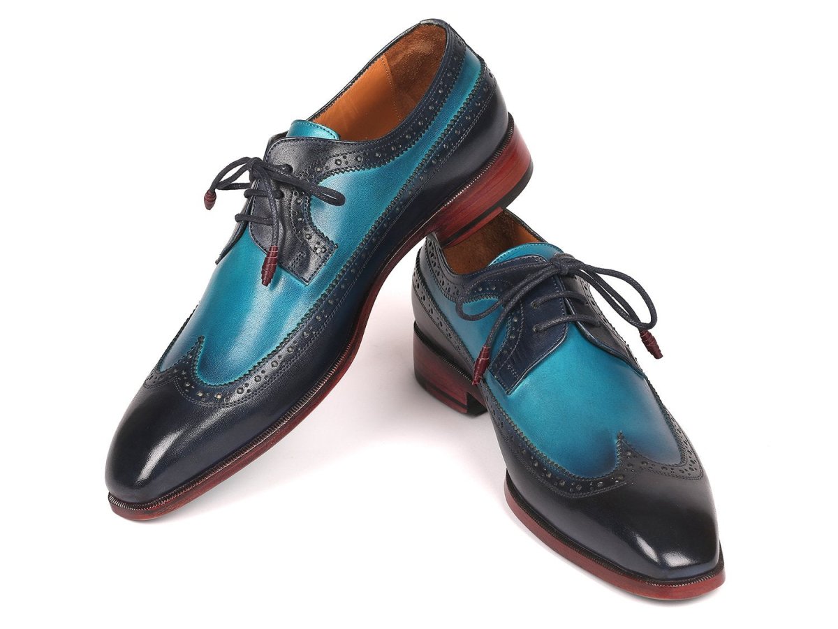 Paul Parkman Men's Custom Made Blue Dual Tone Wingtip Derby Shoes 6931blu by Paul Parkman – Don't Panic Shoes