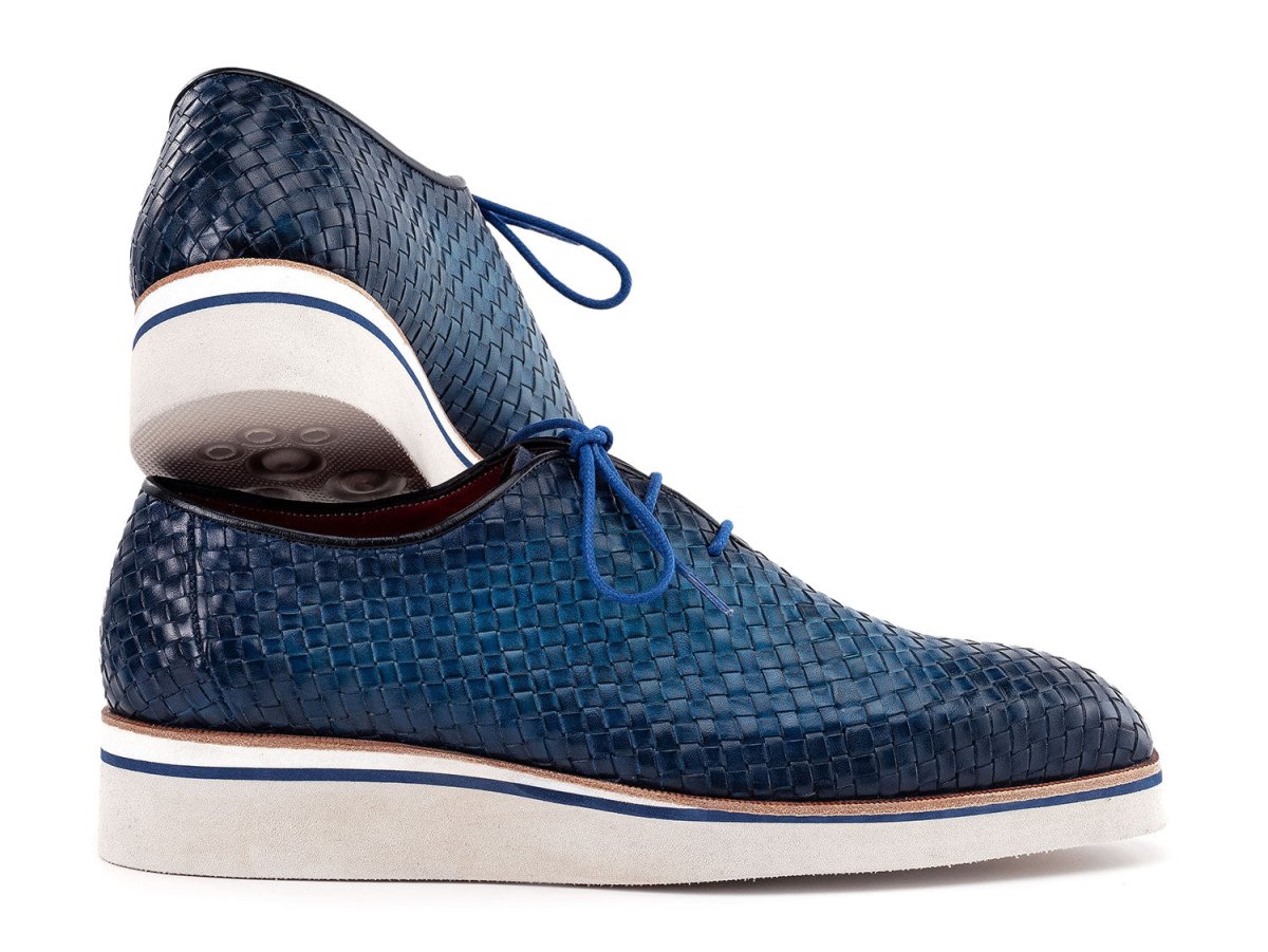 Paul Parkman Men's Custom Made Blue Woven Leather Smart Casual Shoes 182 - Wvn - Blu by Paul Parkman – Don't Panic Shoes