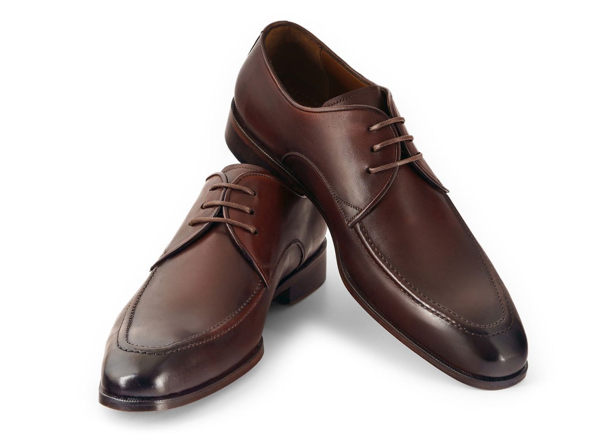 Paul Parkman Men's Custom Made Brown And Bordeaux Leather Apron Derby Shoes 33brd92 by Paul Parkman – Don't Panic Shoes