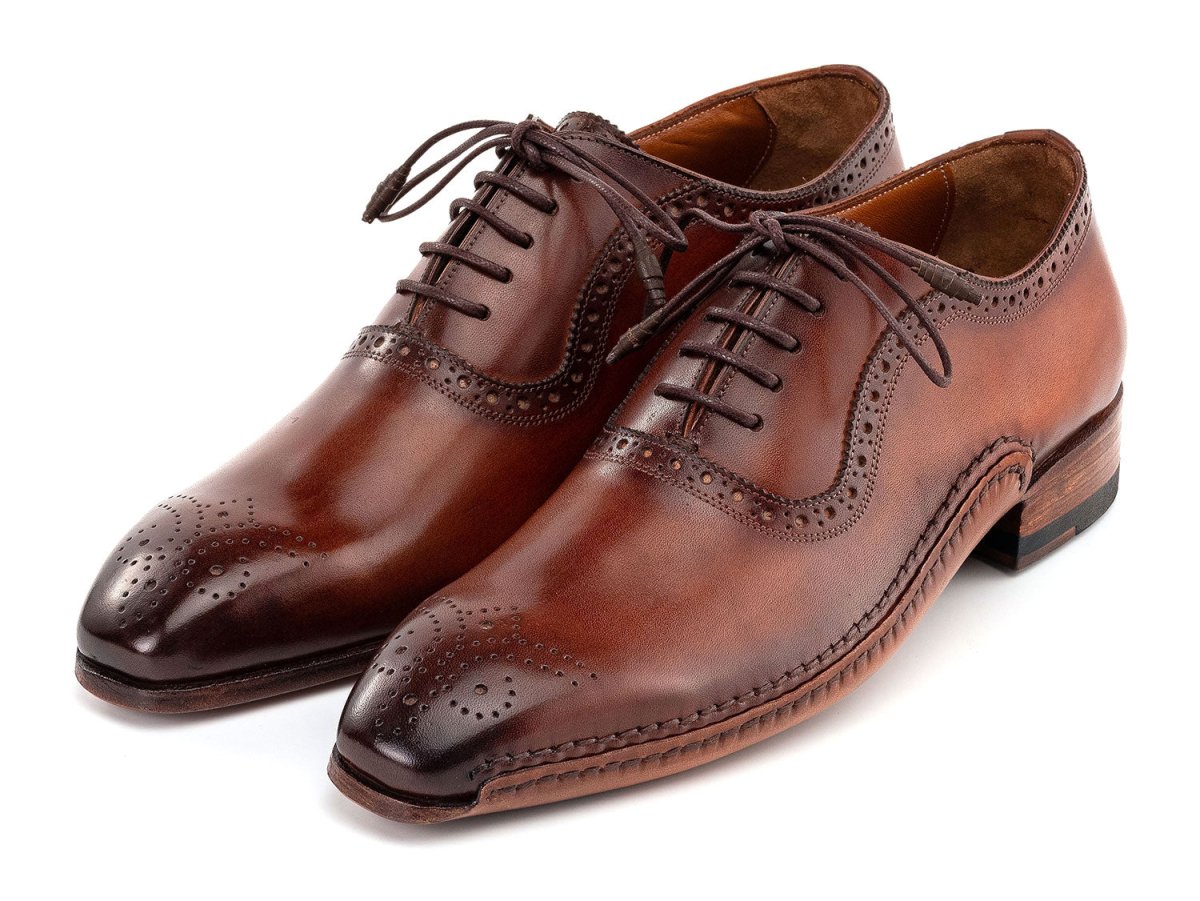 Paul Parkman Men's Custom Made Brown Burnished Leather Handmade Oxfords Opk296a by Paul Parkman – Don't Panic Shoes