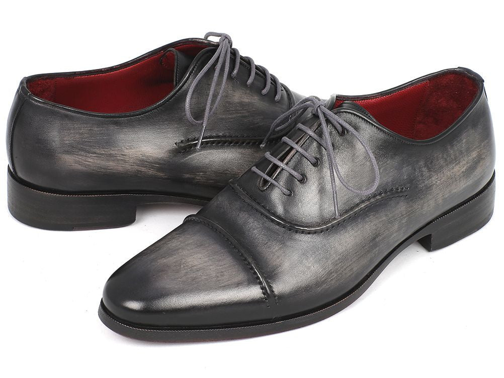 Paul Parkman Men's Custom Made Captoe Oxfords Gray And Black Hand Painted Shoes 077 - Gry by Paul Parkman – Don't Panic Shoes
