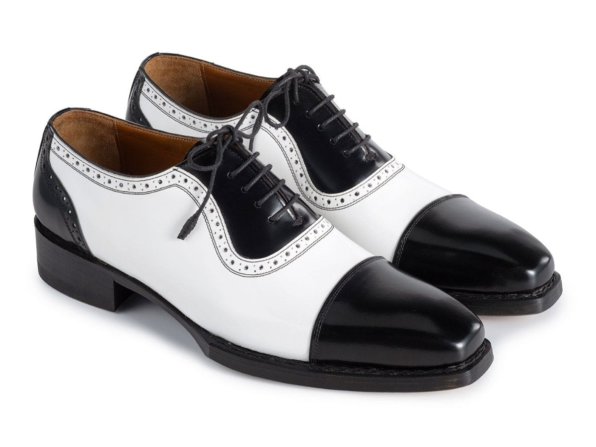 Paul Parkman Men's Custom Made Goodyear Welted Cap Toe Oxfords Black And White 9482 - Bnw by Paul Parkman – Don't Panic Shoes