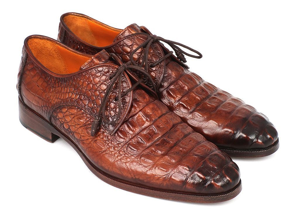Paul Parkman Men's Custom Made Light Brown Crocodile Embossed Calfskin Derby Shoes 1438tab by Paul Parkman – Don't Panic Shoes