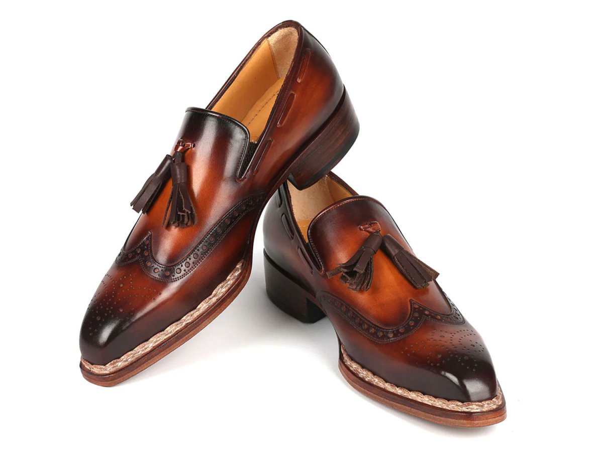 Paul Parkman Men's Custom Made Norwegian Welted Tassel Loafers Brown Burnished Leather 8507 - Brw by Paul Parkman – Don't Panic Shoes