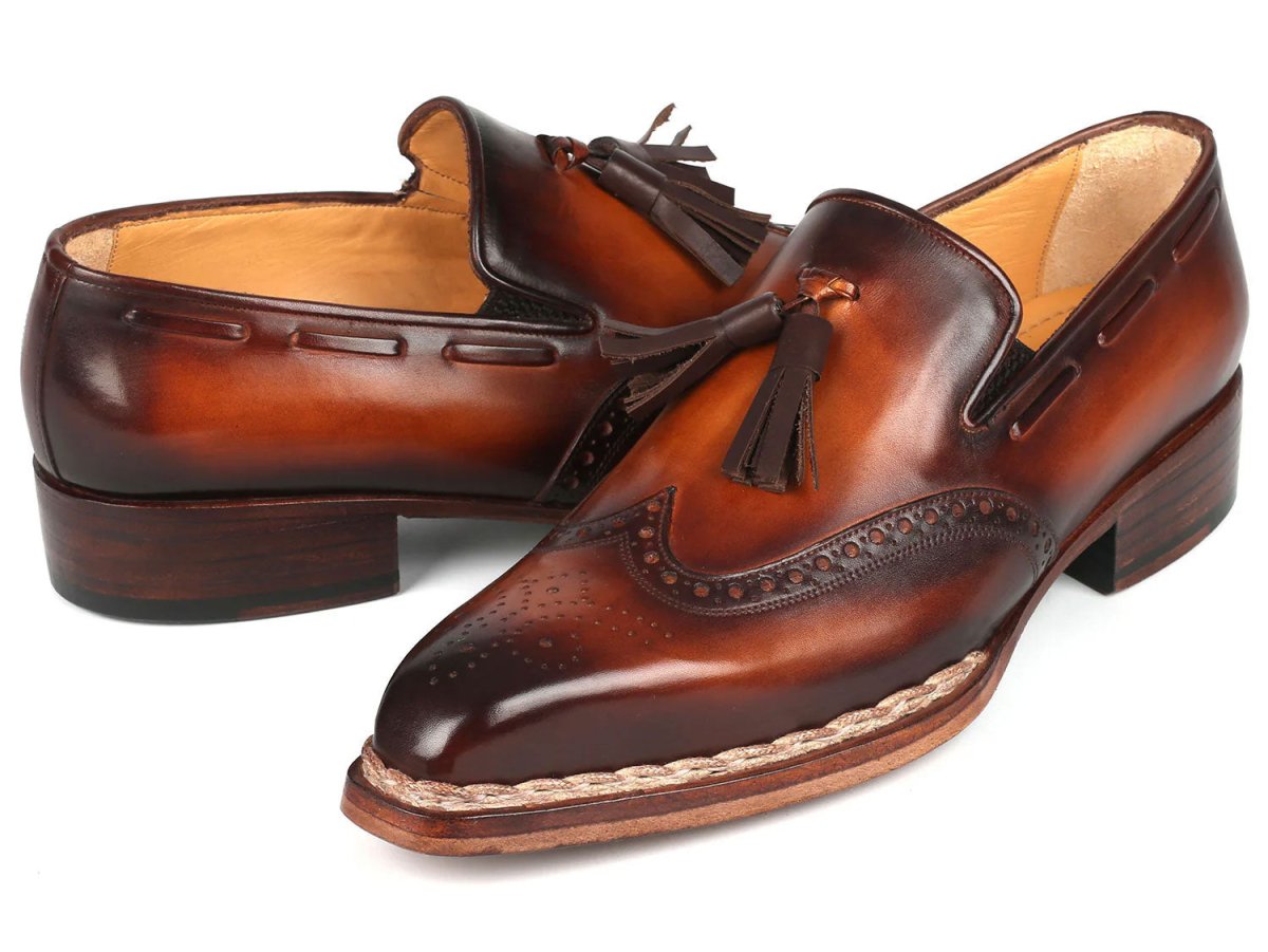 Paul Parkman Men's Custom Made Norwegian Welted Tassel Loafers Brown Burnished Leather 8507 - Brw by Paul Parkman – Don't Panic Shoes