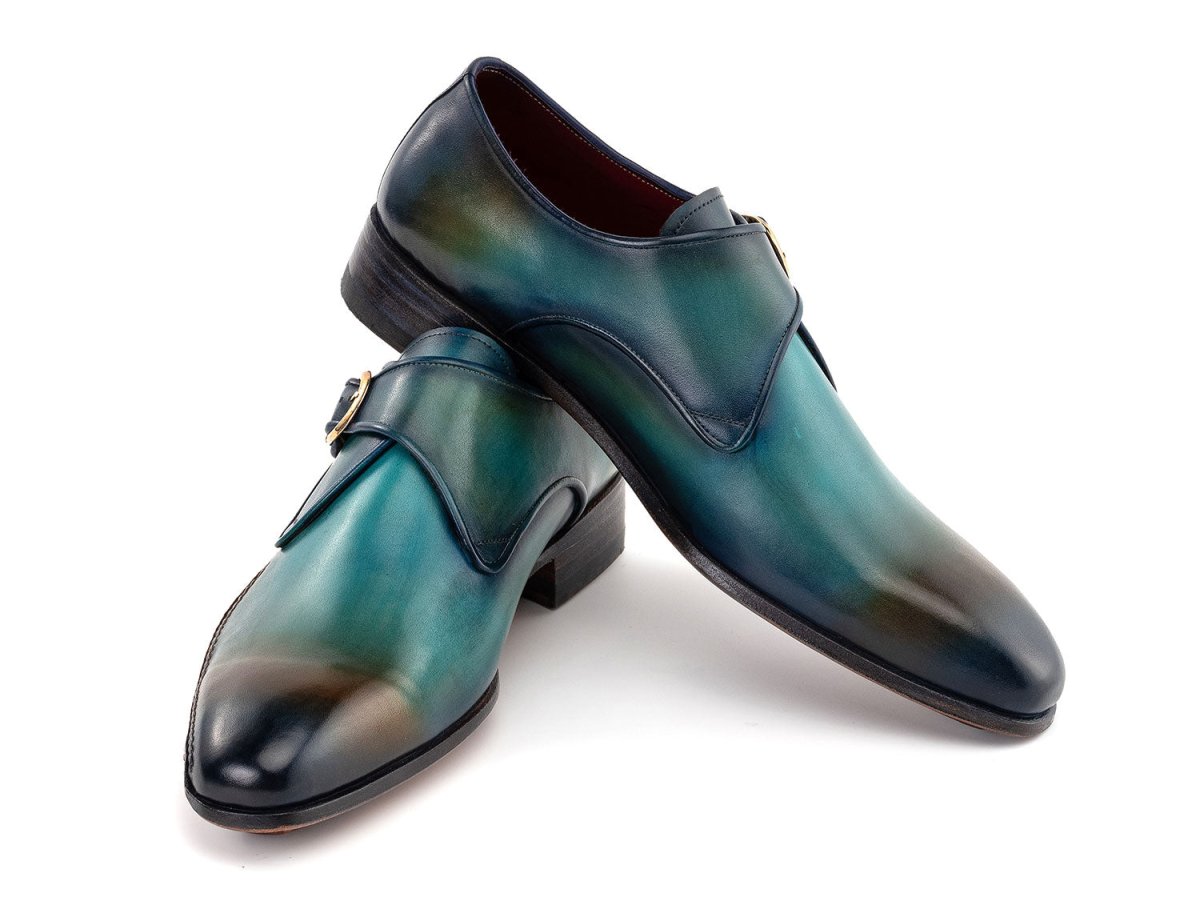 Paul Parkman Men's Custom Made Single Monkstrap Shoes Turquoise And Brown 69v7u by Paul Parkman – Don't Panic Shoes