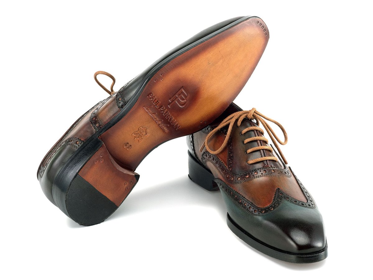 Paul Parkman Men's Custom Made Wingtip Oxfords Green Handpainted Calfskin 228 - Grn by Paul Parkman – Don't Panic Shoes