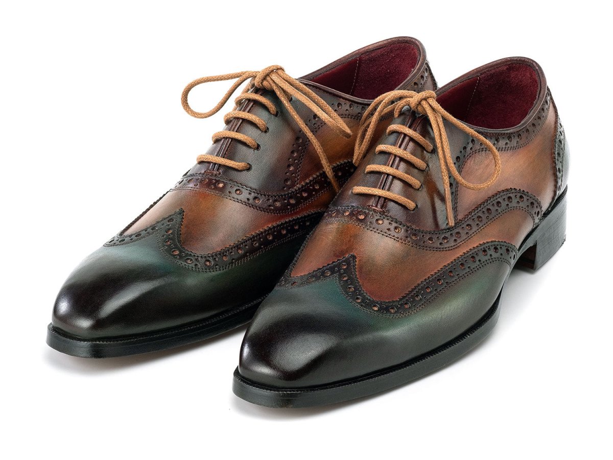 Paul Parkman Men's Custom Made Wingtip Oxfords Green Handpainted Calfskin 228 - Grn by Paul Parkman – Don't Panic Shoes