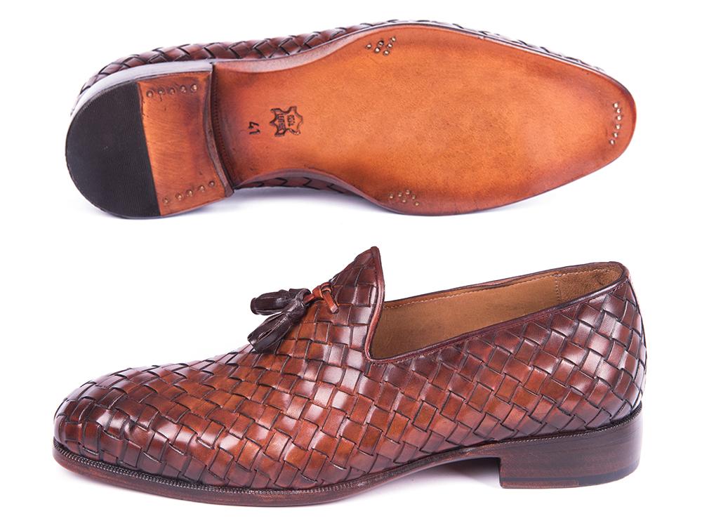 Paul Parkman Men's Custom Made Woven Leather Tassel Brown Loafers Wvn88 - Brw by Paul Parkman – Don't Panic Shoes