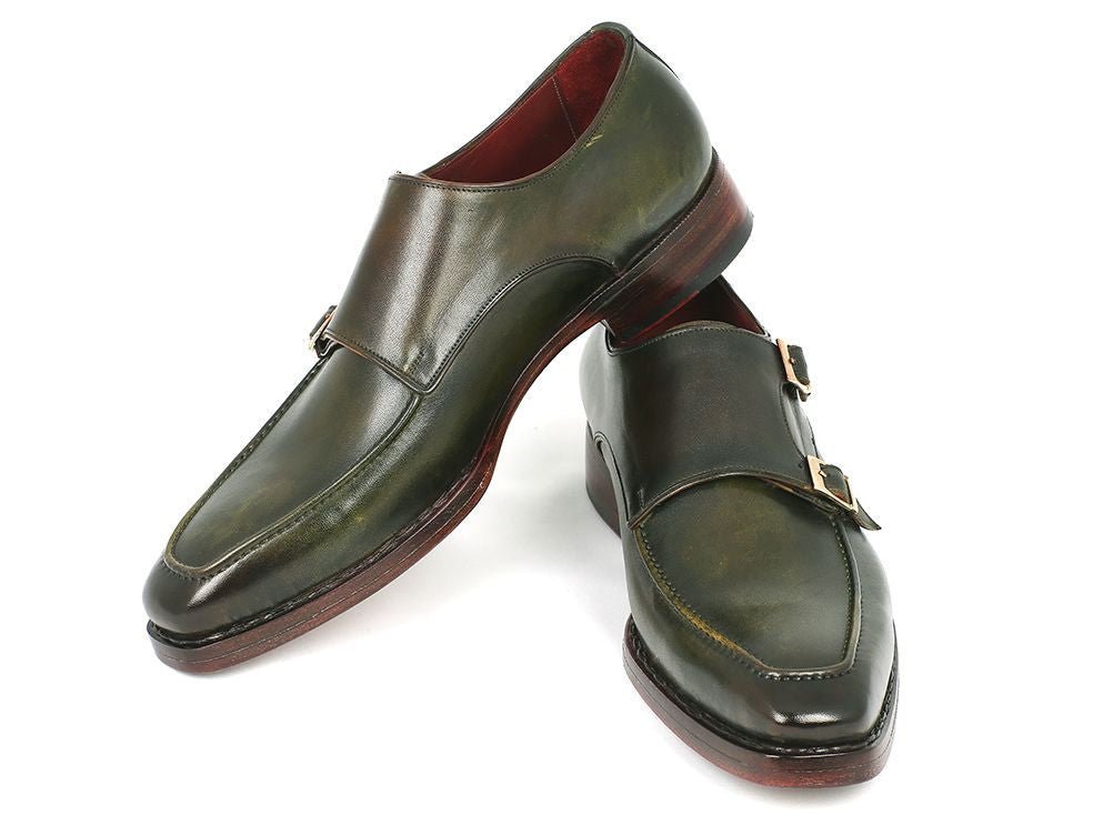 Paul Parkman Men's Double Monkstrap Goodyear Welted Shoes Green (Id061 - Green) by Paul Parkman – Don't Panic Shoes
