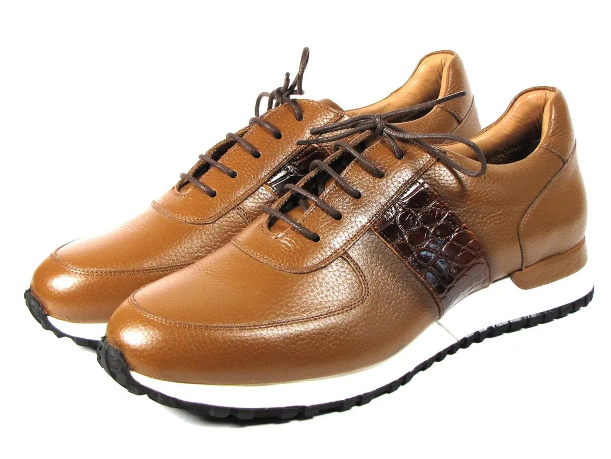 Paul Parkman Men's Floater Leather Sneakers In Cognac Shoes by Paul Parkman – Don't Panic Shoes