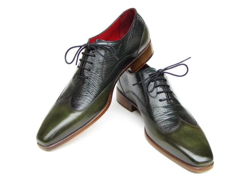 Paul Parkman Men's Floater Leather WIngtip Oxfords in Green Shoes by Paul Parkman – Don't Panic Shoes