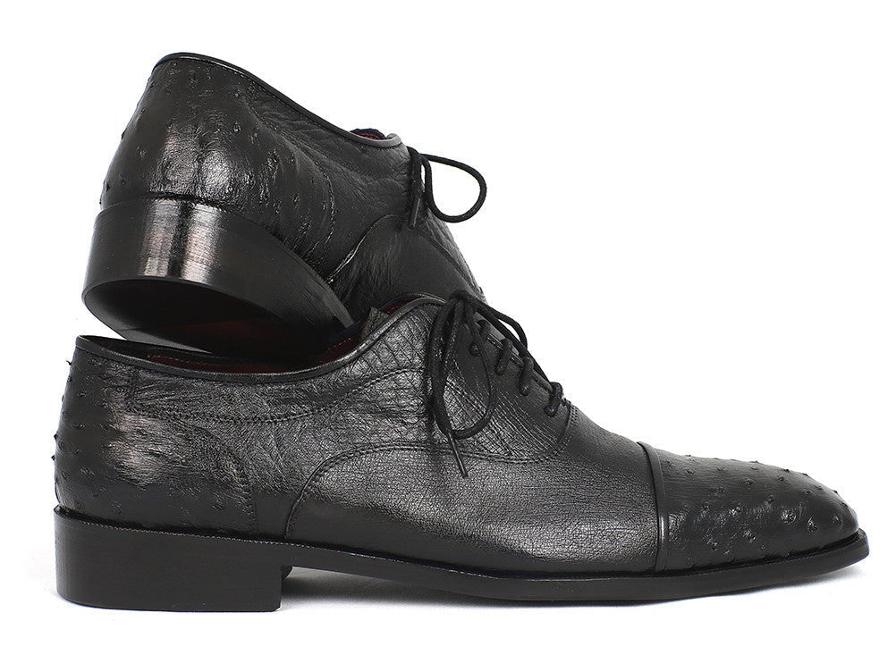 Paul Parkman Men's Genuine Ostrich Captoe Oxfords Black (Id24xs - Blk) Shoes by Paul Parkman – Don't Panic Shoes