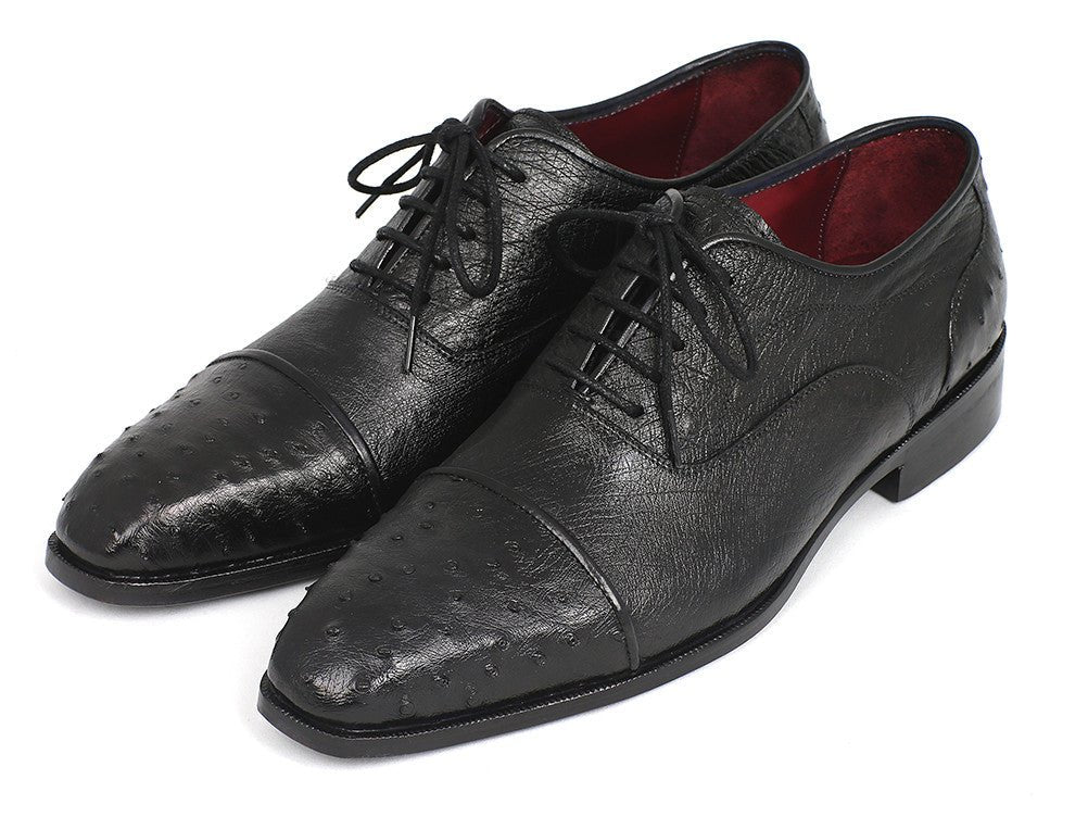 Paul Parkman Men's Genuine Ostrich Captoe Oxfords Black (Id24xs - Blk) Shoes by Paul Parkman – Don't Panic Shoes