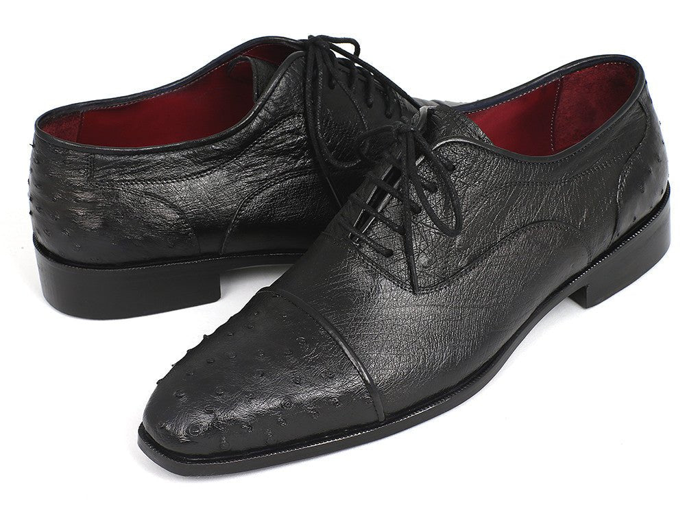 Paul Parkman Men's Genuine Ostrich Captoe Oxfords Black (Id24xs - Blk) Shoes by Paul Parkman – Don't Panic Shoes