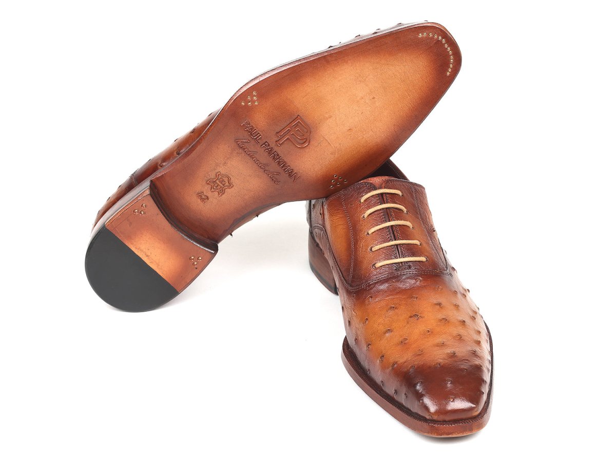 Paul Parkman Men's Genuine Ostrich Oxfords Light Brown (Id257xs - Cml) Shoes by Paul Parkman – Don't Panic Shoes