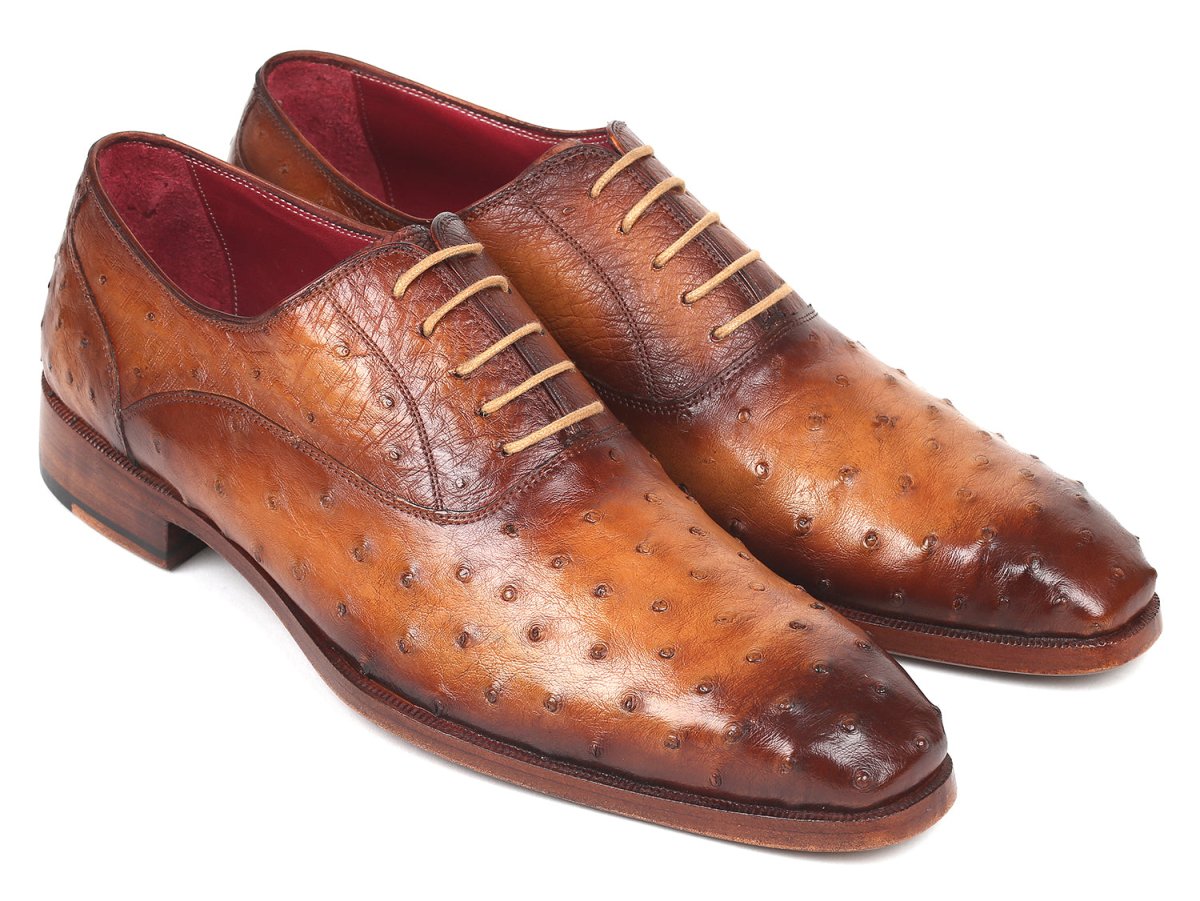 Paul Parkman Men's Genuine Ostrich Oxfords Light Brown (Id257xs - Cml) Shoes by Paul Parkman – Don't Panic Shoes