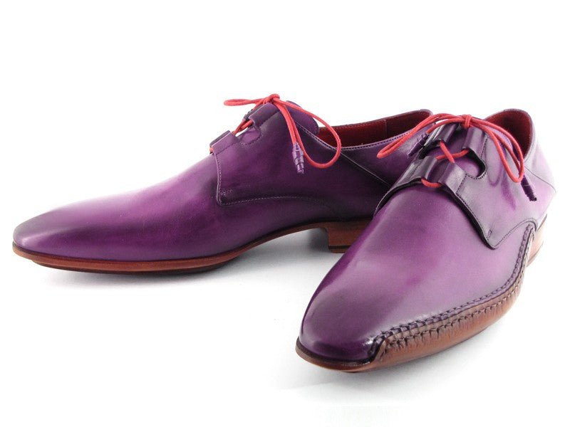 Paul Parkman Men's Ghillie Lacing Side HAndsewn Dress Shoes - Purple Leather Upper and Leather Sole (Id022 - Rp) by Paul Parkman – Don't Panic Shoes